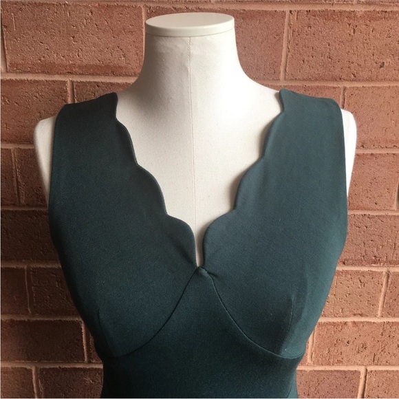 Altar’d State Green Scallop Edge Fit Flare Dress Size Small Cute! - Picture 2 of 10